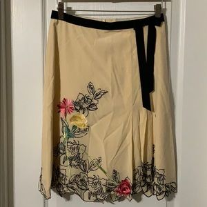 Karen Millen Embroidered Silk Skirt SZ 4